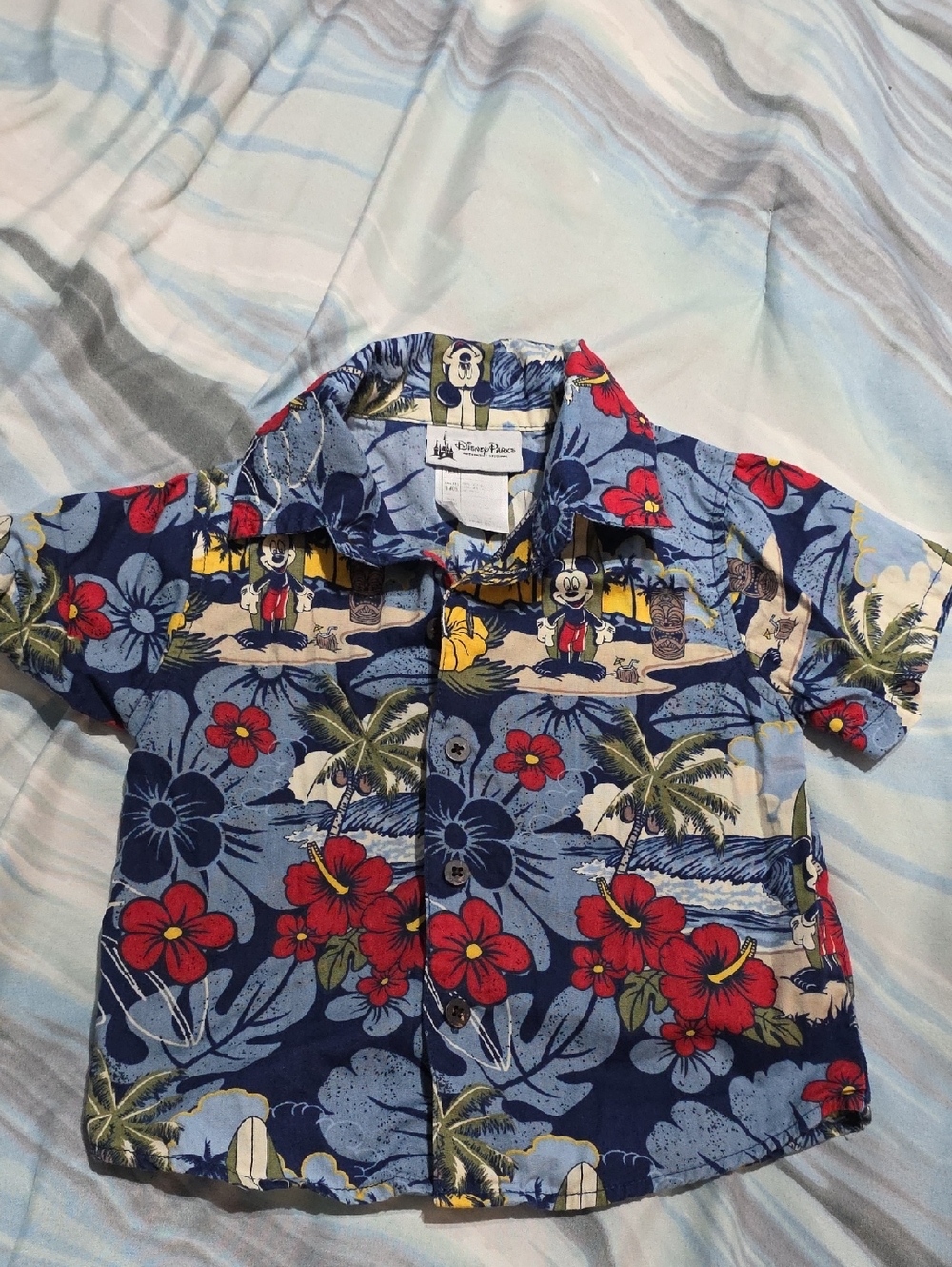 Disney Navy & Red Mickey Hawaiian Button-Down Shirt
